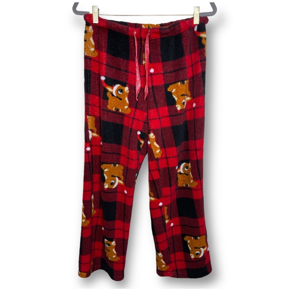 Rudolph the Red Nosed Reindeer Size M Red Black Festive Christmas Pajama Pants